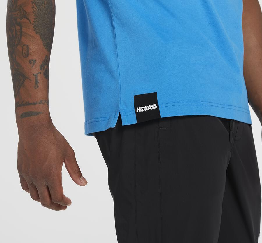 Hoka One One Mens Tee - Brand - Blue - QCWS67209